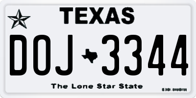 TX license plate DOJ3344