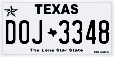 TX license plate DOJ3348