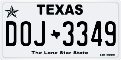 TX license plate DOJ3349