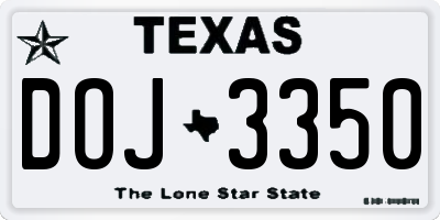TX license plate DOJ3350