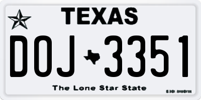 TX license plate DOJ3351