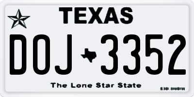 TX license plate DOJ3352