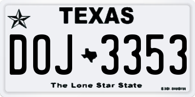 TX license plate DOJ3353