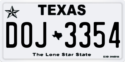 TX license plate DOJ3354