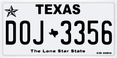 TX license plate DOJ3356