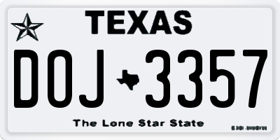 TX license plate DOJ3357