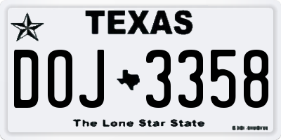 TX license plate DOJ3358