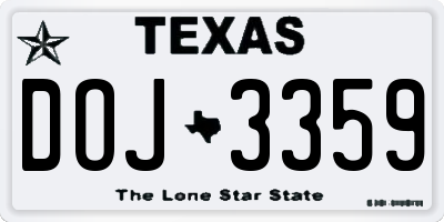 TX license plate DOJ3359