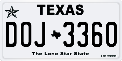 TX license plate DOJ3360
