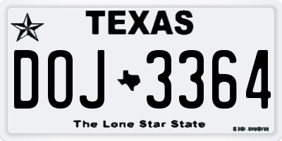 TX license plate DOJ3364