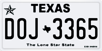 TX license plate DOJ3365