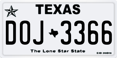 TX license plate DOJ3366