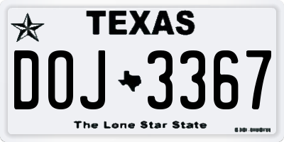 TX license plate DOJ3367