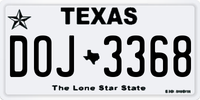 TX license plate DOJ3368