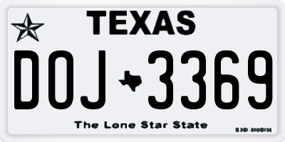 TX license plate DOJ3369