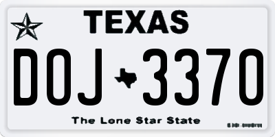 TX license plate DOJ3370