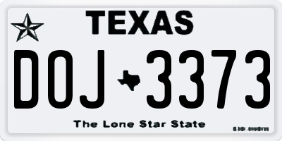 TX license plate DOJ3373