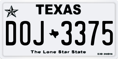 TX license plate DOJ3375