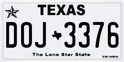 TX license plate DOJ3376