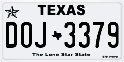 TX license plate DOJ3379