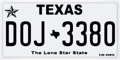 TX license plate DOJ3380