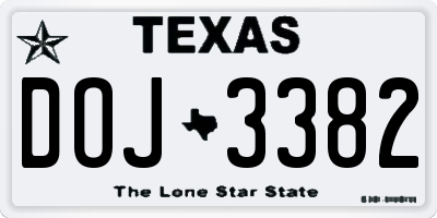 TX license plate DOJ3382
