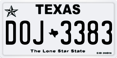 TX license plate DOJ3383