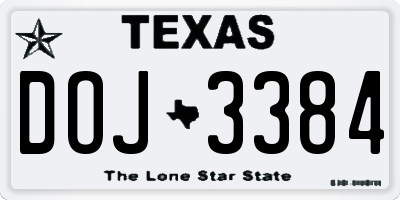 TX license plate DOJ3384