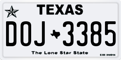TX license plate DOJ3385