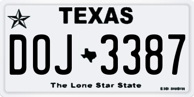 TX license plate DOJ3387