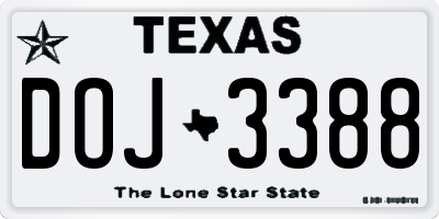 TX license plate DOJ3388