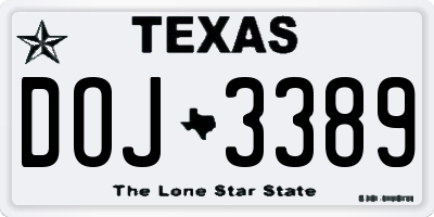TX license plate DOJ3389