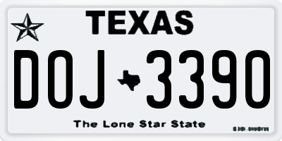 TX license plate DOJ3390
