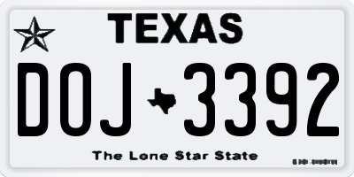 TX license plate DOJ3392