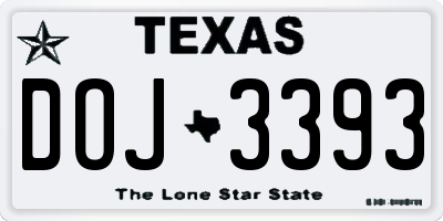 TX license plate DOJ3393