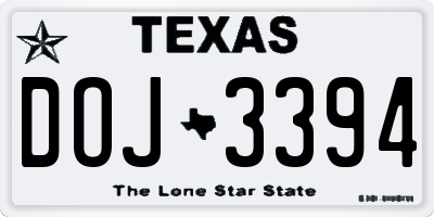 TX license plate DOJ3394