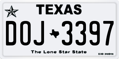 TX license plate DOJ3397