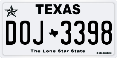 TX license plate DOJ3398