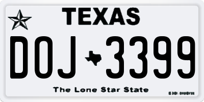 TX license plate DOJ3399