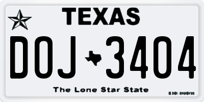 TX license plate DOJ3404