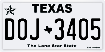 TX license plate DOJ3405