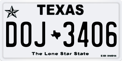 TX license plate DOJ3406