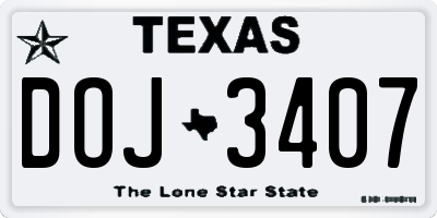 TX license plate DOJ3407