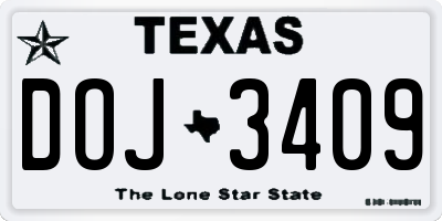 TX license plate DOJ3409