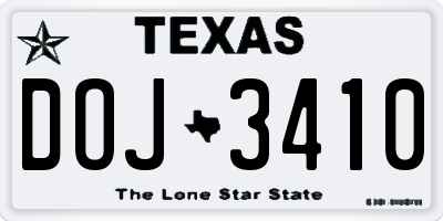 TX license plate DOJ3410