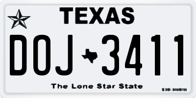TX license plate DOJ3411