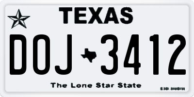 TX license plate DOJ3412
