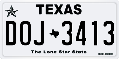 TX license plate DOJ3413