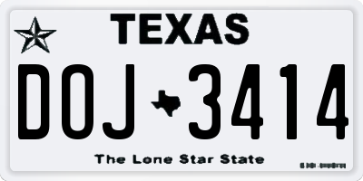 TX license plate DOJ3414