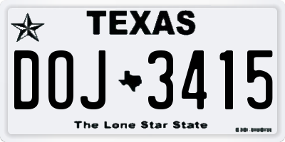 TX license plate DOJ3415